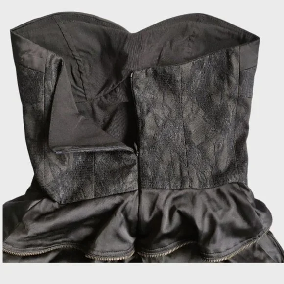 PILGRIM STRALIA Black Strapless Tier Skirt Dress Layered Ruffle - Picture 7 of 9